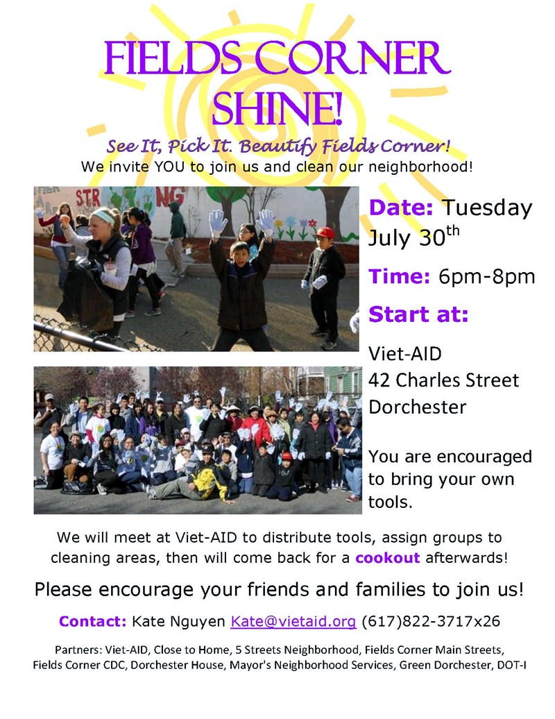 Fields Corner Shine! Join us and clean our neighborhood VietAID